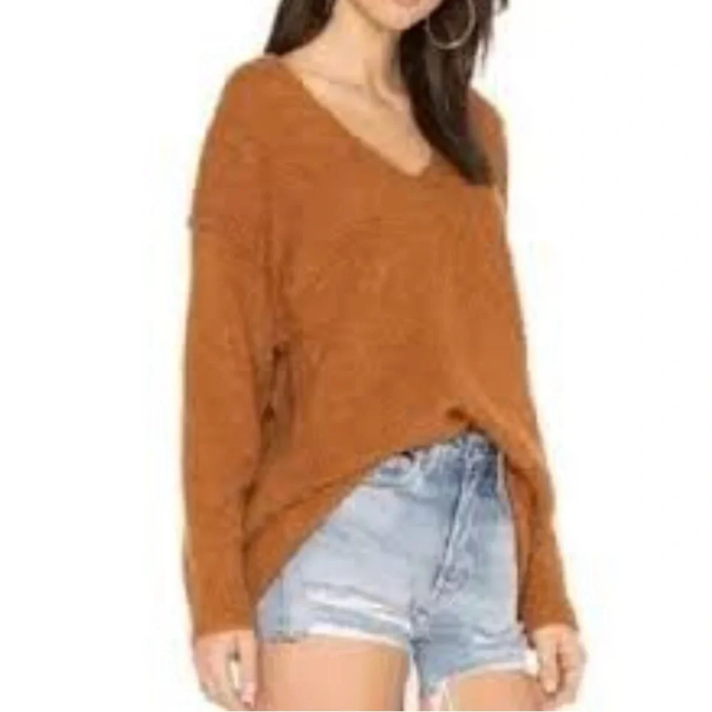 Free People Gossamer alpaca wool blend oversized sweater, terracotta. Small